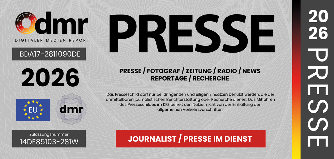 Auto Schild Presse Deutschland DMR 2026
