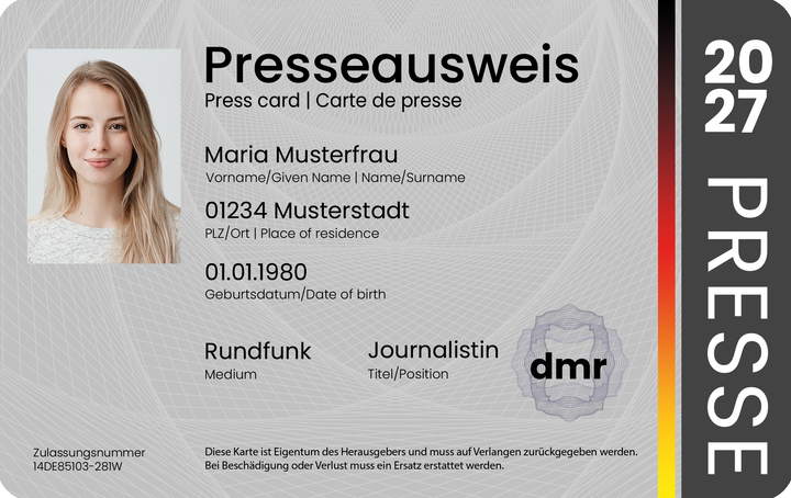Deutscher Presseausweis DMR 2027