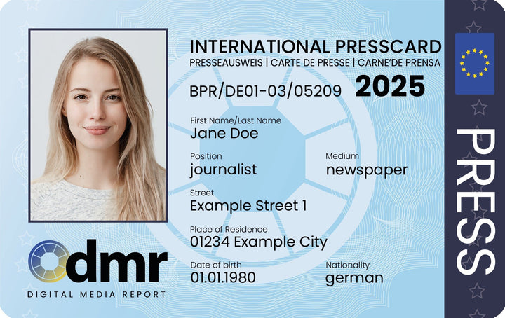 DMR Press ID / Press Card Europe 2025 - Digitaler Medien Report DMR