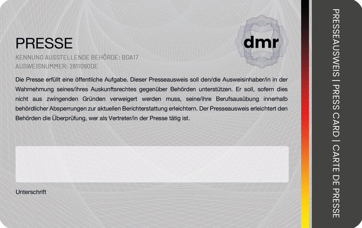 Presseausweis Deutschland 2025 - Digitaler Medien Report DMR