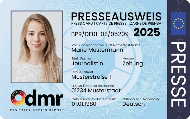 Presseausweis Europa 2025 - Digitaler Medien Report DMR